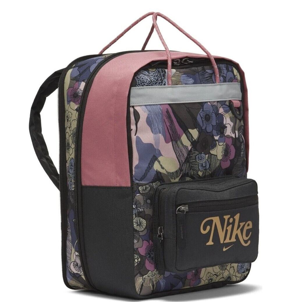 NEW NIKE TANJUN BACKPACK CU8971-020 PINK BLACK FLORAL SMALL HERITAGE SCHOOL
